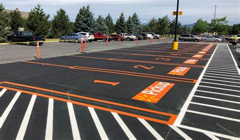 Parking lot line striping - Parking lot striping tips: Big line diversity: The markings in a parking lot are very diverse so you will need a versatile line striper that makes it easy to switch between spraying solid lines, double lines, wide lines, multicolour lines, stencils, etc. A line striper with multiple guns is a necessity for parking lot striping.